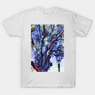 Abstract Tree and Light, Prints, Totes, Tees, Shirt, Skirt, Pillows, Duvet Cover, Wall Cover, Blue and Yellow Design, Shower Curtain T-Shirt